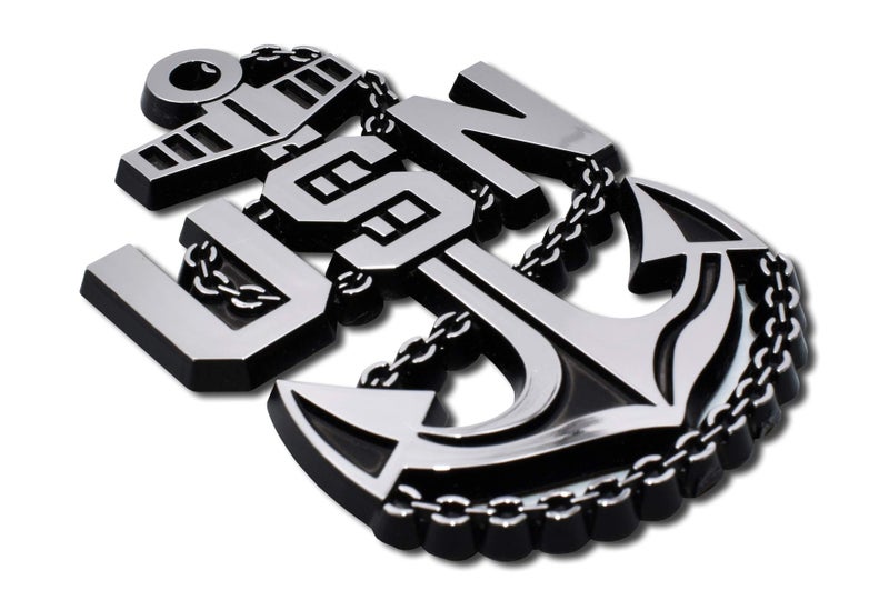 Elektroplate Officially Licensed USN Navy Anchor OEM Chrome Emblem for Cars, Trucks, and All Auto | Universal Fit at 3.25" x 2.1" | Weatherproof - Image 4